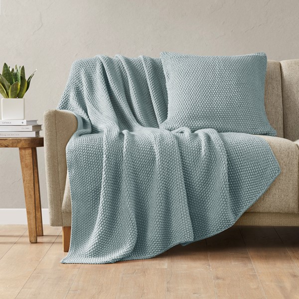 INK+IVY Bree Knit Throw in Light Blue, 50x60" II50-1296