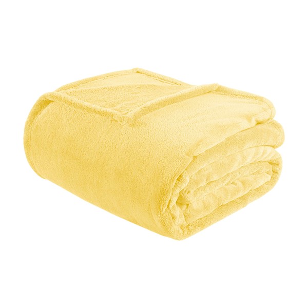 Intelligent Design Microlight Plush Oversized Blanket in Yellow, King ID51-826