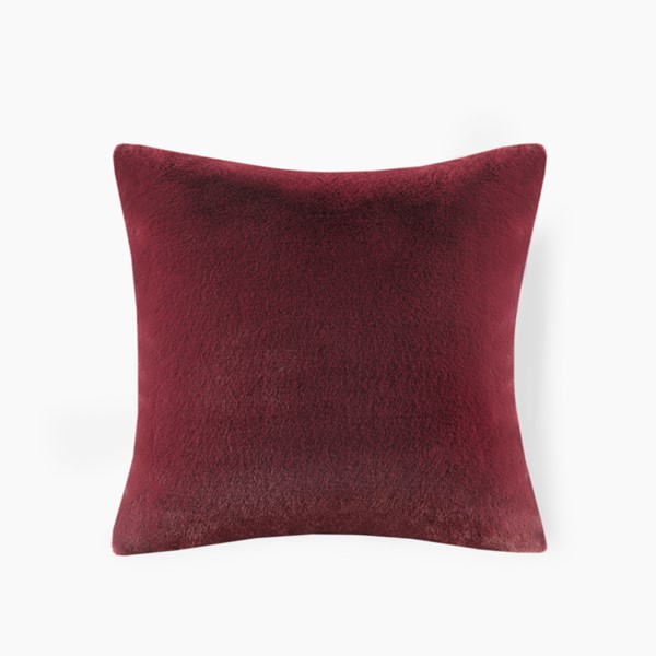 Croscill Sable Solid Faux Fur Square Decor Pillow in Burgundy, 20x20" CC30-0033