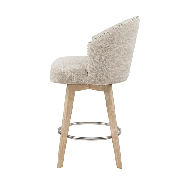 Madison Park Onyx Upholstered 360 Degree Swivel Counter Stool 26" H in Cream MP104-0577