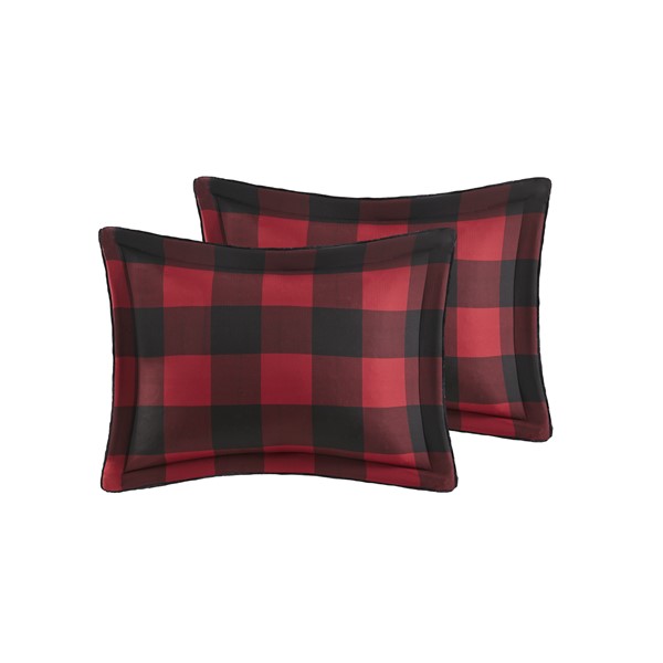 Woolrich Bernston Faux Wool to Faux Fur Down Alternative Comforter Set in Red Buffalo Check, Full/Queen WR9201030822-02