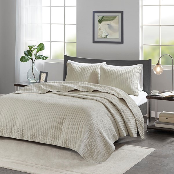 Madison Park Keaton Quilt Set in Cream, Twin/Twin XL MP13-628