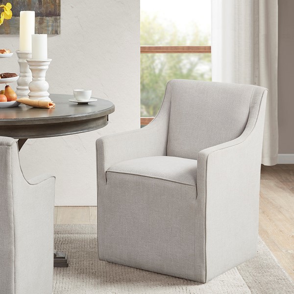 Madison Park Charlotte Skirted Dining Arm Chair with Casters in Grey MP108-1205