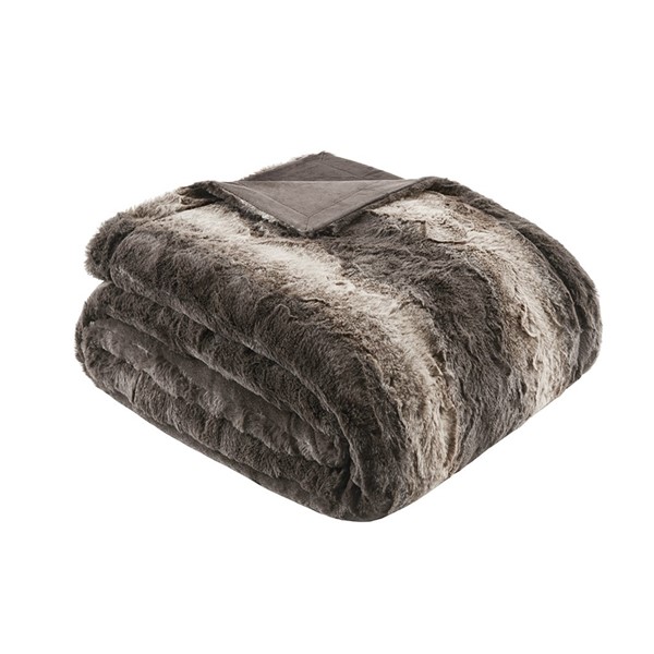 Madison Park Zuri Oversized Faux Fur Throw in Brown, 60x70" MP50-1912