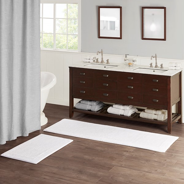 Madison Park Signature Splendor 100% Cotton Tufted 3000 GSM Reversible Bath Rug in White, 24x72" MPS72-447