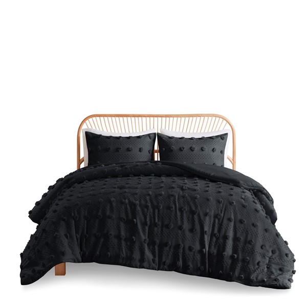 Intelligent Design Lucy Clip Jacquard Comforter Set in Black, Full/Queen ID10-2370