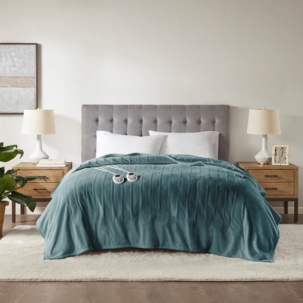 Serta Plush Heated Blanket in Teal, Queen ST54-0096