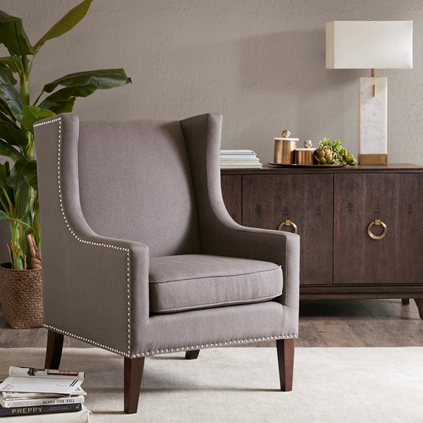 Madison Park Barton Wing Chair in Dark Gray FPF18-0151