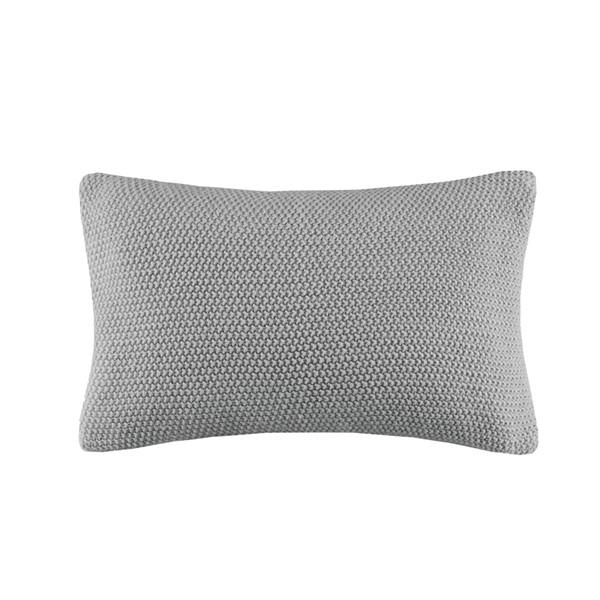 INK+IVY Bree Knit Oblong Pillow Cover in Grey, 12x20" II30-1141