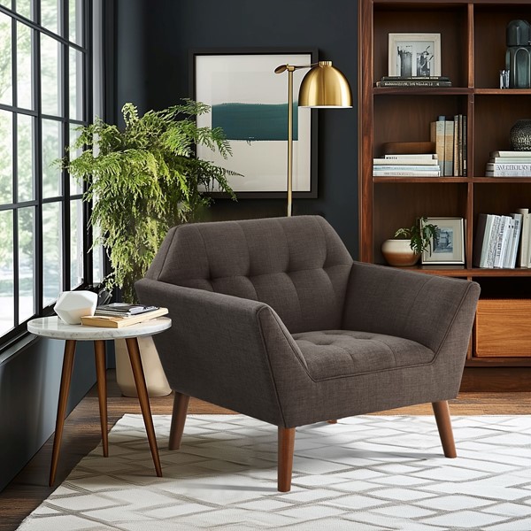 INK+IVY Newport Wide Mid-Century Modern Lounge Chair in Charcoal II110-0391