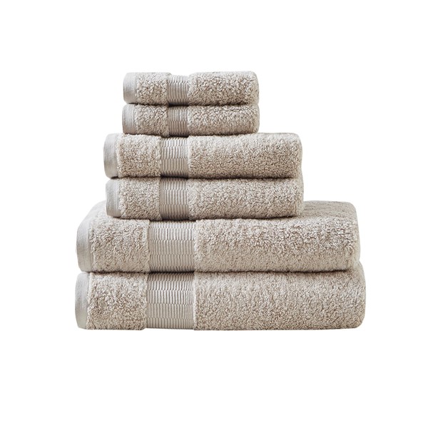 Madison Park Signature Luce 100% Egyptian Cotton 6 Piece Towel Set in Sand, 6-Piece MPS73-426