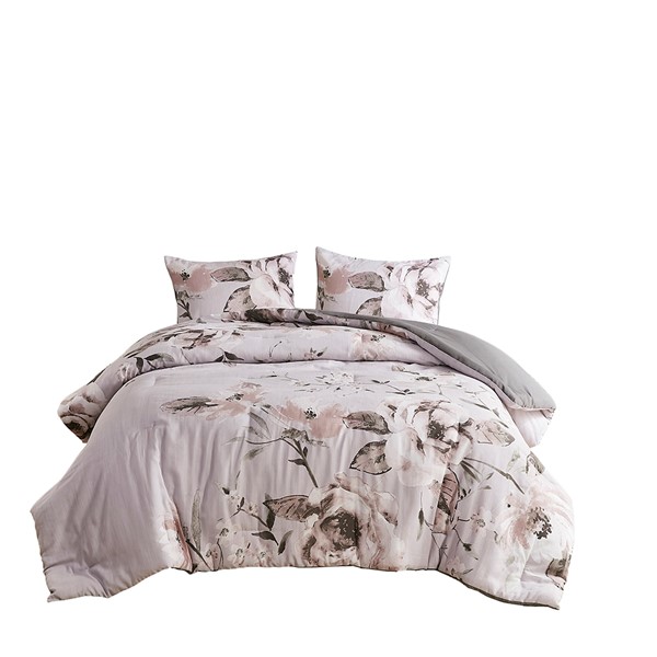 Madison Park Neko 3 Piece Floral Printed Comforter Set in Lilac, Full/Queen MP10-8316