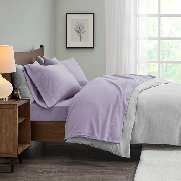 True North by Sleep Philosophy Micro Fleece Sheet Set in Lavender, Twin XL SHET20-796