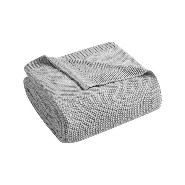 INK+IVY Bree Knit Blanket in Grey, Full/Queen II51-1136