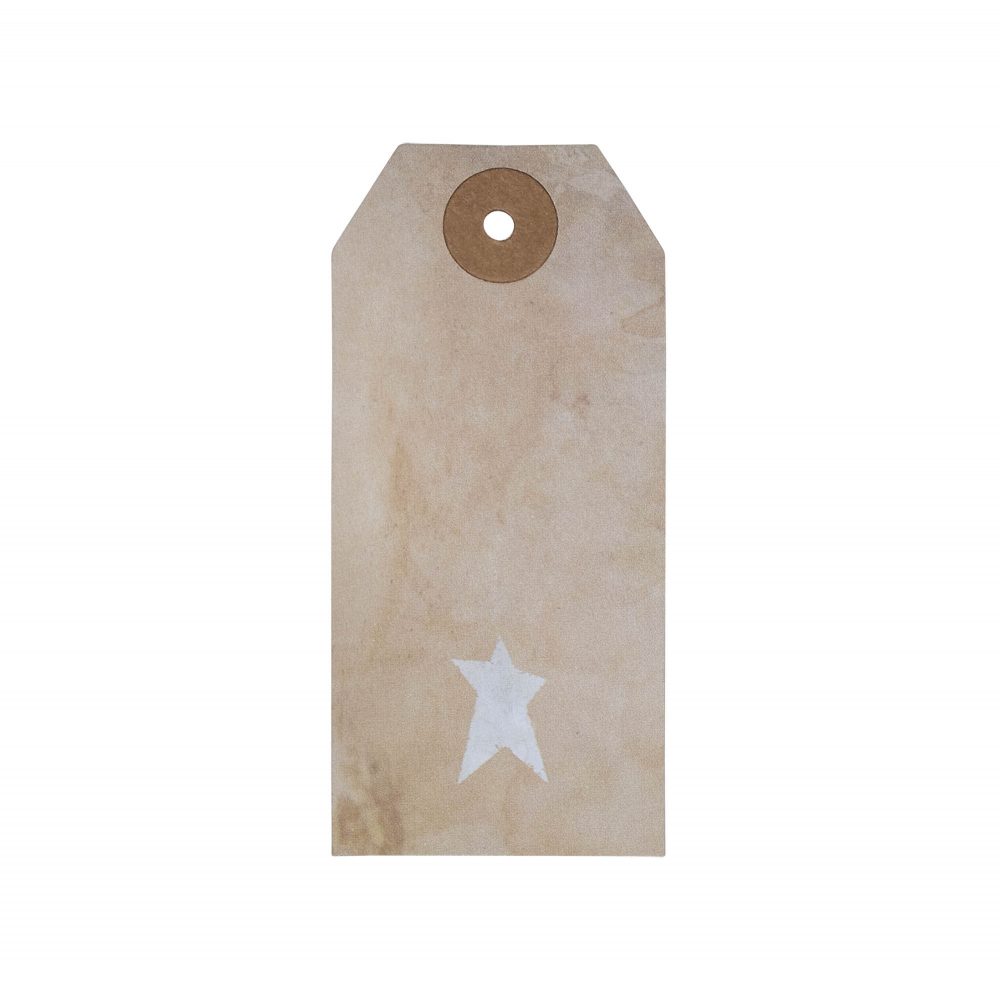 Primitive Star Tea Stained Paper Tag Creme 3.75x1.75 w/ Twine Set of 50