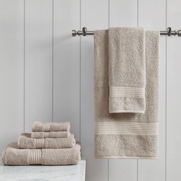 Madison Park Organic 6 Piece Organic Cotton Towel Set in Tan, 6-Piece MP73-6629