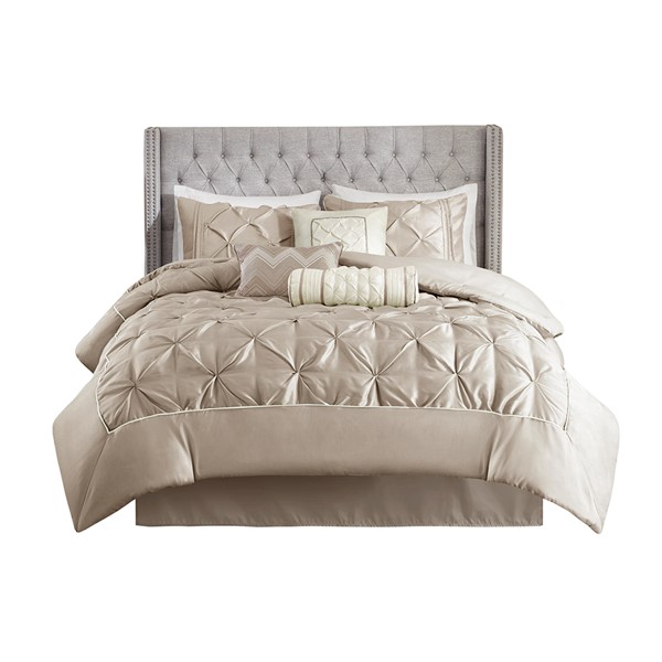 Madison Park Laurel 7 Piece Tufted Comforter Set in Taupe, Cal King MP10-253