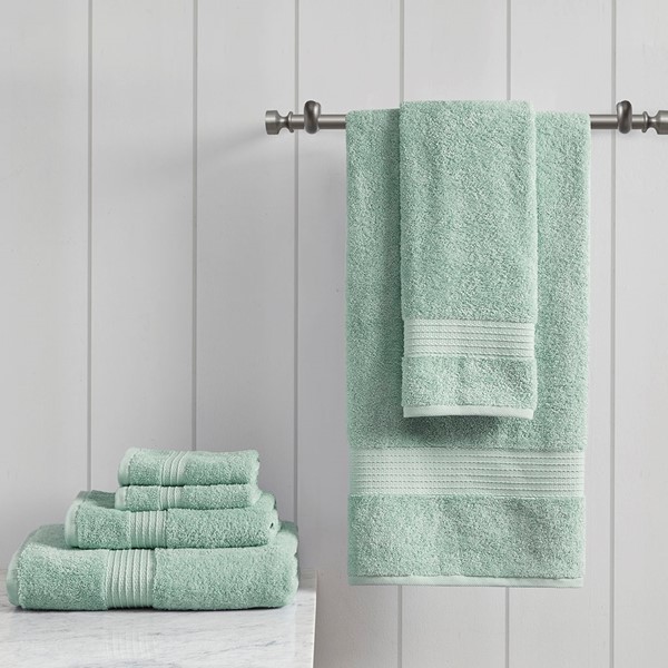 Madison Park Organic 6 Piece Organic Cotton Towel Set in Seafoam, 6-Piece MP73-5141