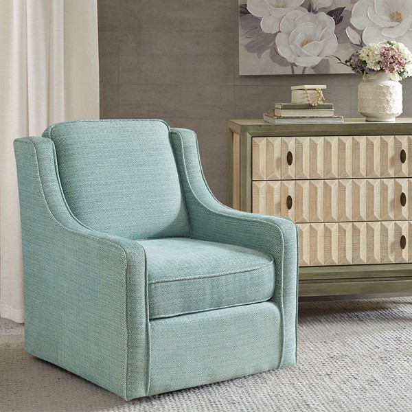 Madison Park Harris Chenille Swivel Chair in Dusty Aqua MP103-0702