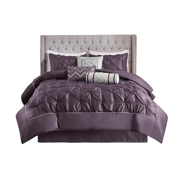 Madison Park Laurel 7 Piece Tufted Comforter Set in Plum, Cal King MP10-256