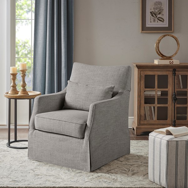 Martha Stewart London Skirted Swivel Chair in Grey MT103-1196