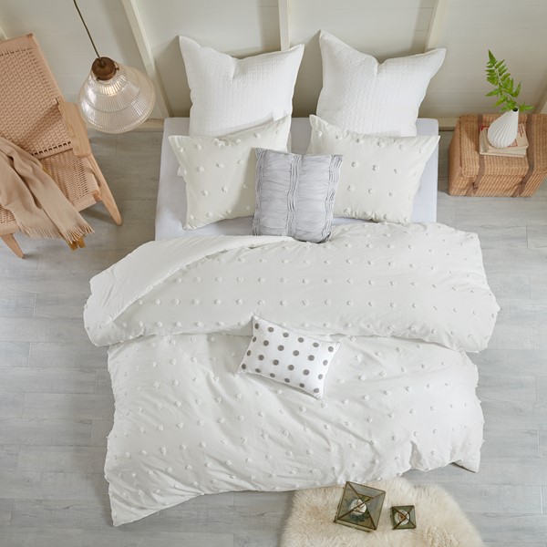 Urban Habitat Brooklyn Cotton Jacquard Comforter Set with Euro Shams and Throw Pillows in Ivory, Full/Queen UH10-0199