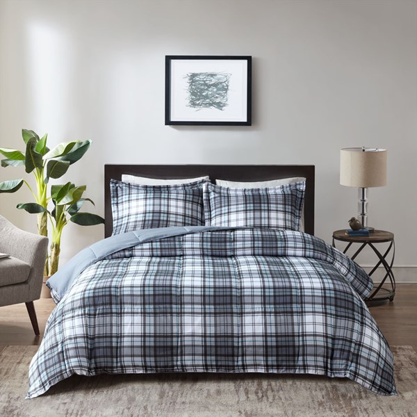 Madison Park Essentials Parkston 3M Scotchgard Down Alternative All Season Comforter Set in Grey, King/Cal King MPE10-600