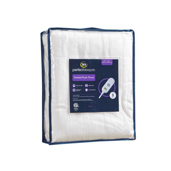 Serta Plush Heated Throw in Ivory, 50x60" ST54-0075