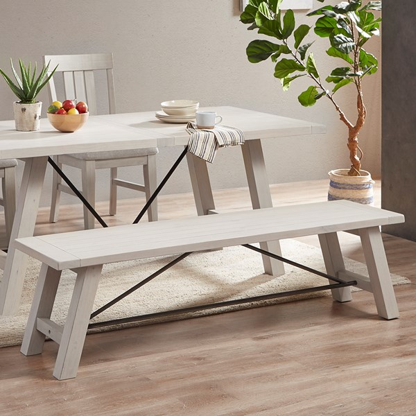 INK+IVY Sonoma Dining Bench in Reclaimed White II112-0447