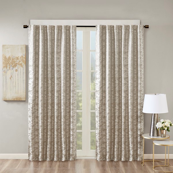 SunSmart Cassius Jacquard Lined Total Blackout Rod Pocket/Back Tab Curtain Panel in Grey/Silver, 50x108" SS40-0099