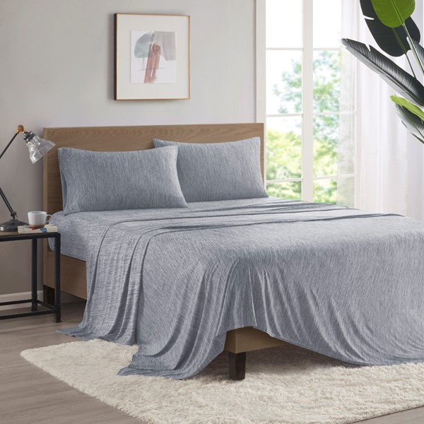 Urban Habitat Comfort Cool Jersey Knit Nylon Blend Sheet Set in Grey, King UH20-2464