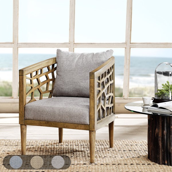 INK+IVY Crackle Accent Chair in Light Grey IIF18-0054