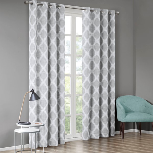 SunSmart Blakesly Printed Ikat Blackout Curtain Panel in Grey, 50x95" SS40-0067