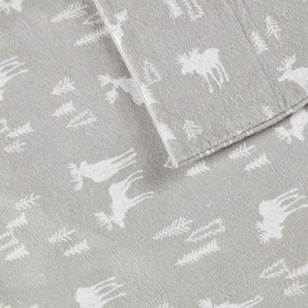 Woolrich Cotton Flannel Sheet Set in Grey Moose, Queen WR20-2282