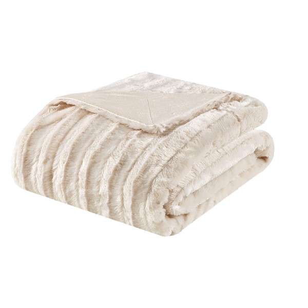 Madison Park Duke Long Fur Throw in Ivory, 50x60" MP50-454