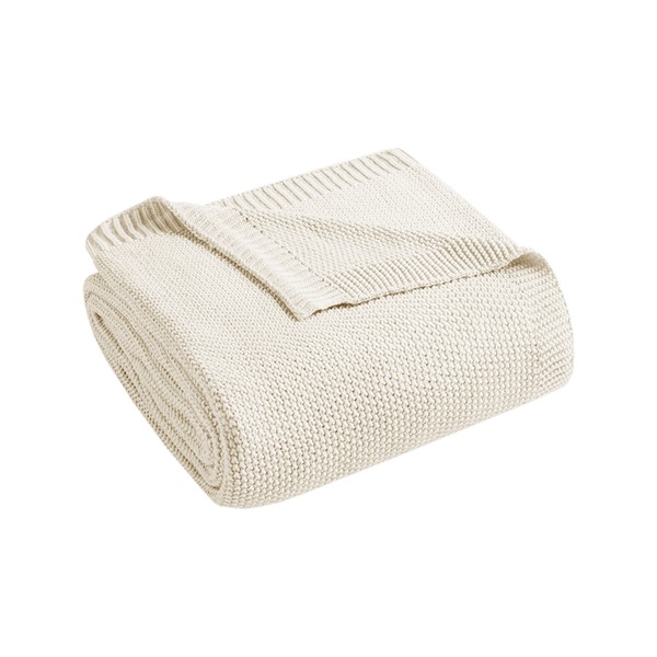 INK+IVY Bree Knit Blanket in Ivory, Full/Queen II51-725