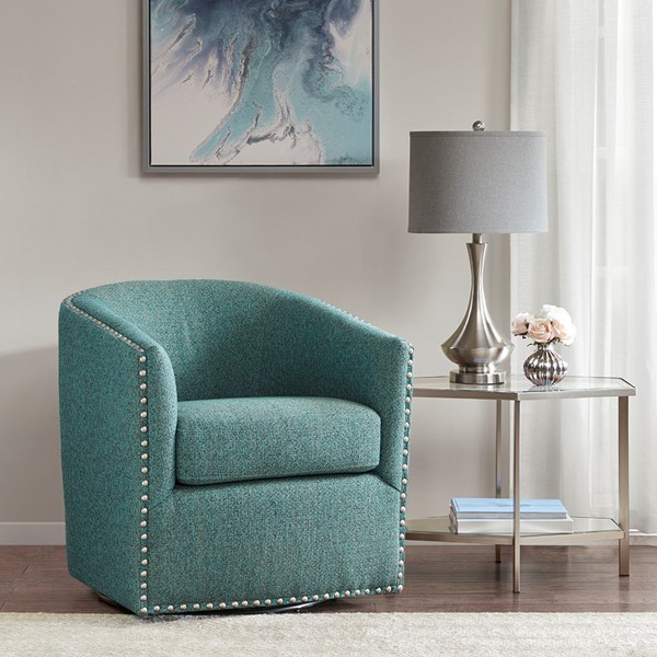 Madison Park Tyler Swivel Chair in Teal Multi MP103-0706