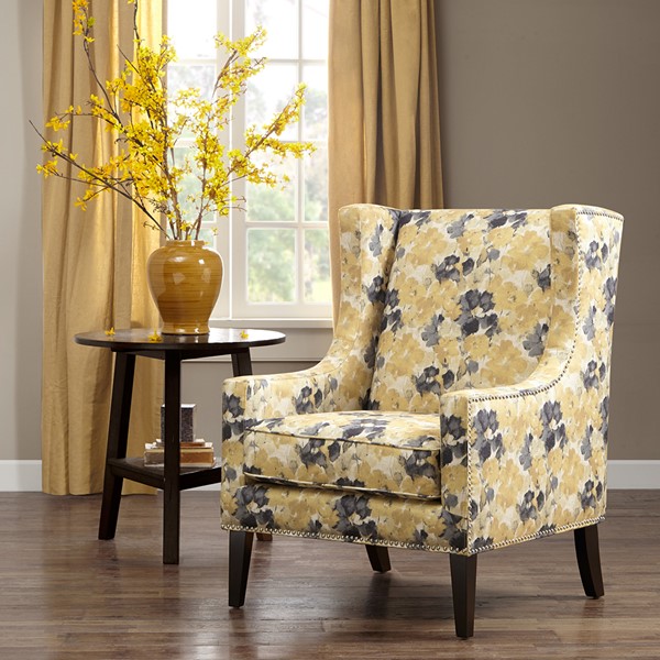 Madison Park Barton Wing Chair in Yellow FPF18-0418