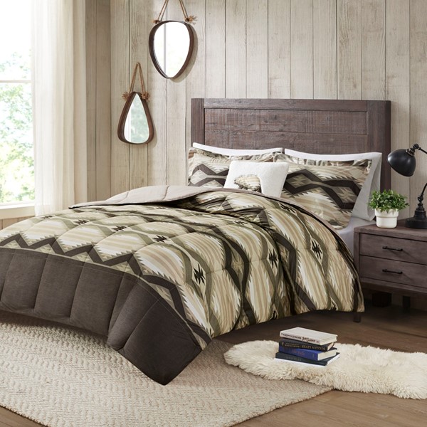 Woolrich Emmet Creek Down Alternative Comforter Set with Throw Pillow in Brown, Full/Queen WR10-3863