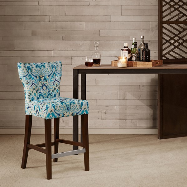 Madison Park Avila Tufted Back Counter Stool in Blue FPF20-0402