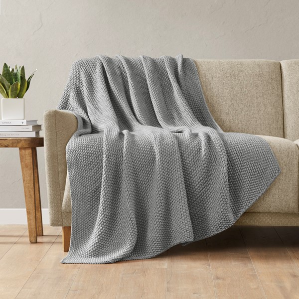 INK+IVY Bree Knit Throw in Grey, 50x60" II50-1138