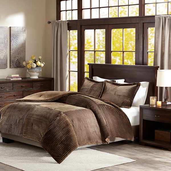 Madison Park Parker Plush Down Alternative Comforter Set in Brown, King/Cal King BASI10-0422