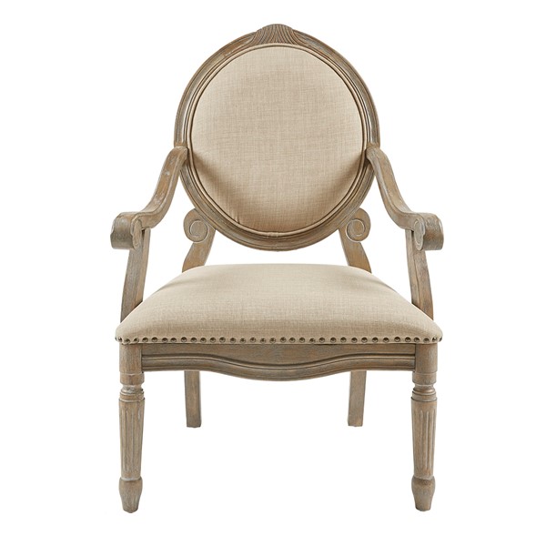 Madison Park Brentwood Exposed Wood Arm Chair in Beige FPF18-0154