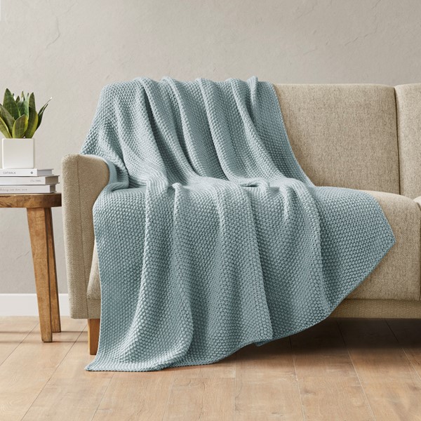 INK+IVY Bree Knit Throw in Light Blue, 50x60" II50-1296