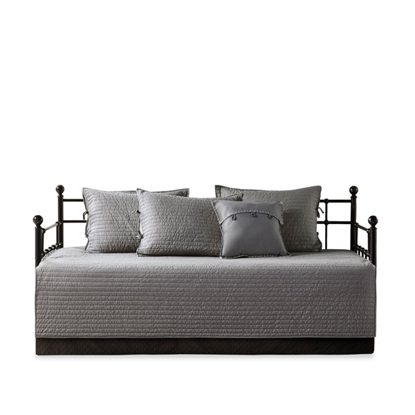 Madison Park Ridge 6 Piece Reversible Plaid Daybed Cover Set in Grey, Daybed MP13-8388