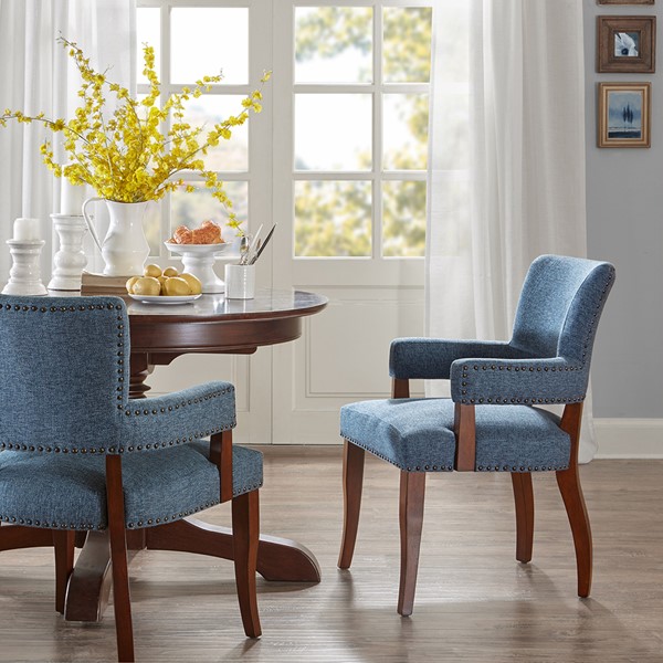 Madison Park Dawson Arm Dining Chair in Blue MP100-0042