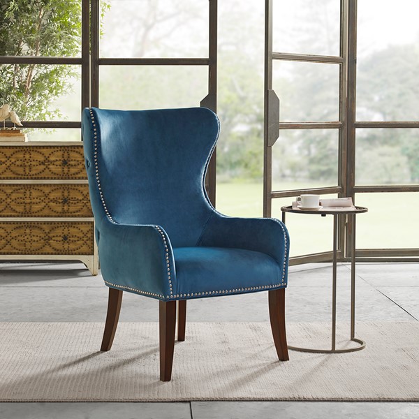 Madison Park Hancock Button Tufted Back Accent Chair in Blue FPF18-0468