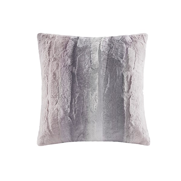 Madison Park Zuri Faux Fur Square Pillow in Blush/Grey, 20x20" MP30-6236