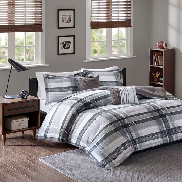 Intelligent Design Rudy Plaid Comforter Set in Black, Twin/Twin XL ID10-1329