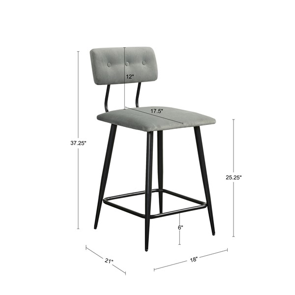 INK+IVY Henrick 25" Metal Frame Counter Stool in Grey Multi II104-0463